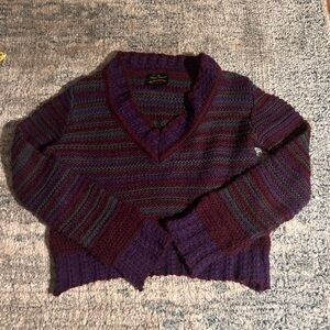 Vivienne Westwood Anglomania Multicolor Striped Cropped V-Neck Knit Sweater